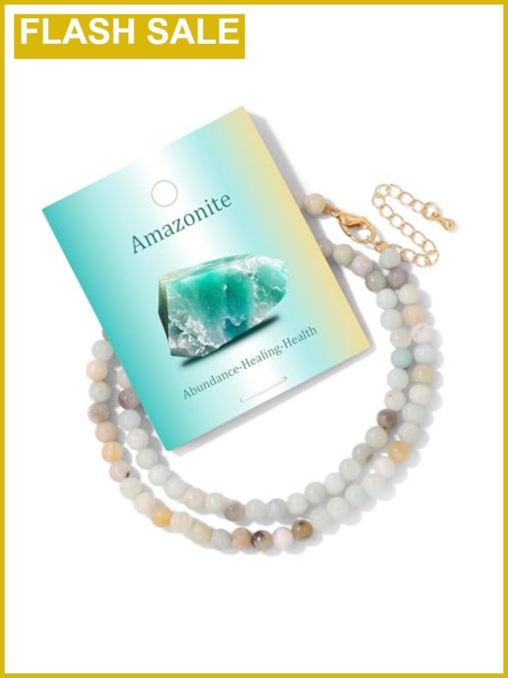 Handmade Amazonite Beaded Choker Necklace 4mm Gold Plated Lobster Clasp